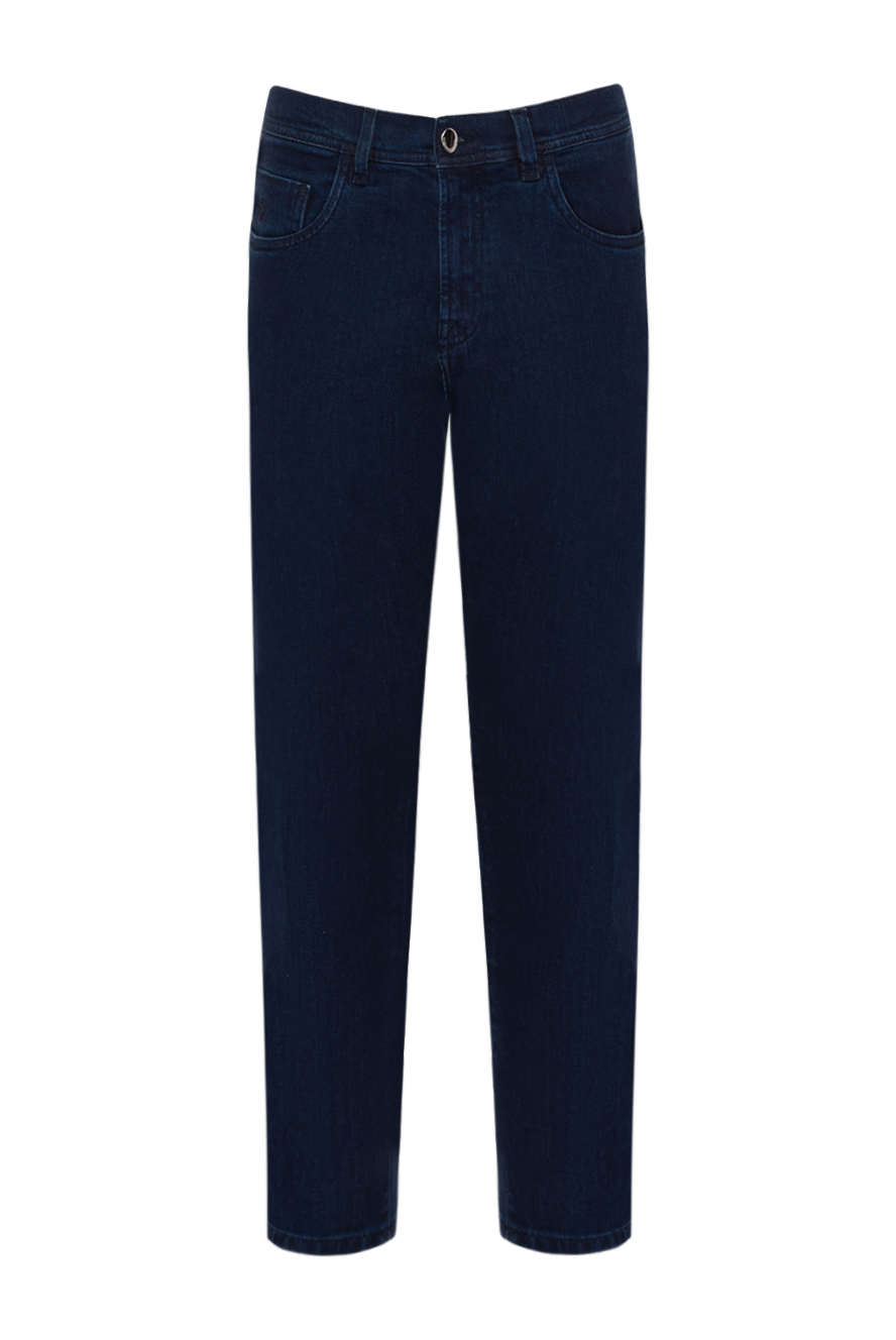 Men's blue jeans with cotton logo
