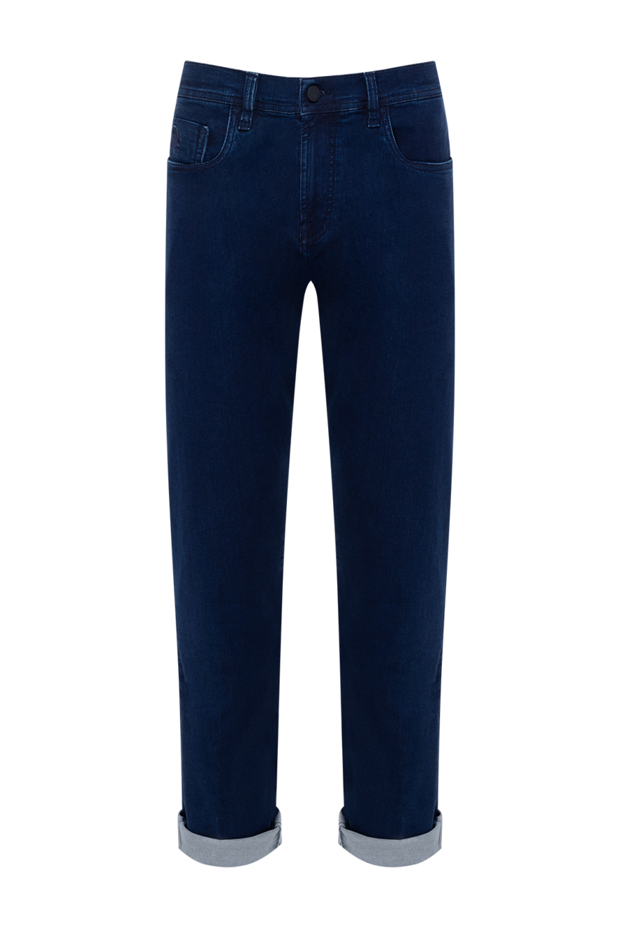 Men's blue cotton jeans with logo