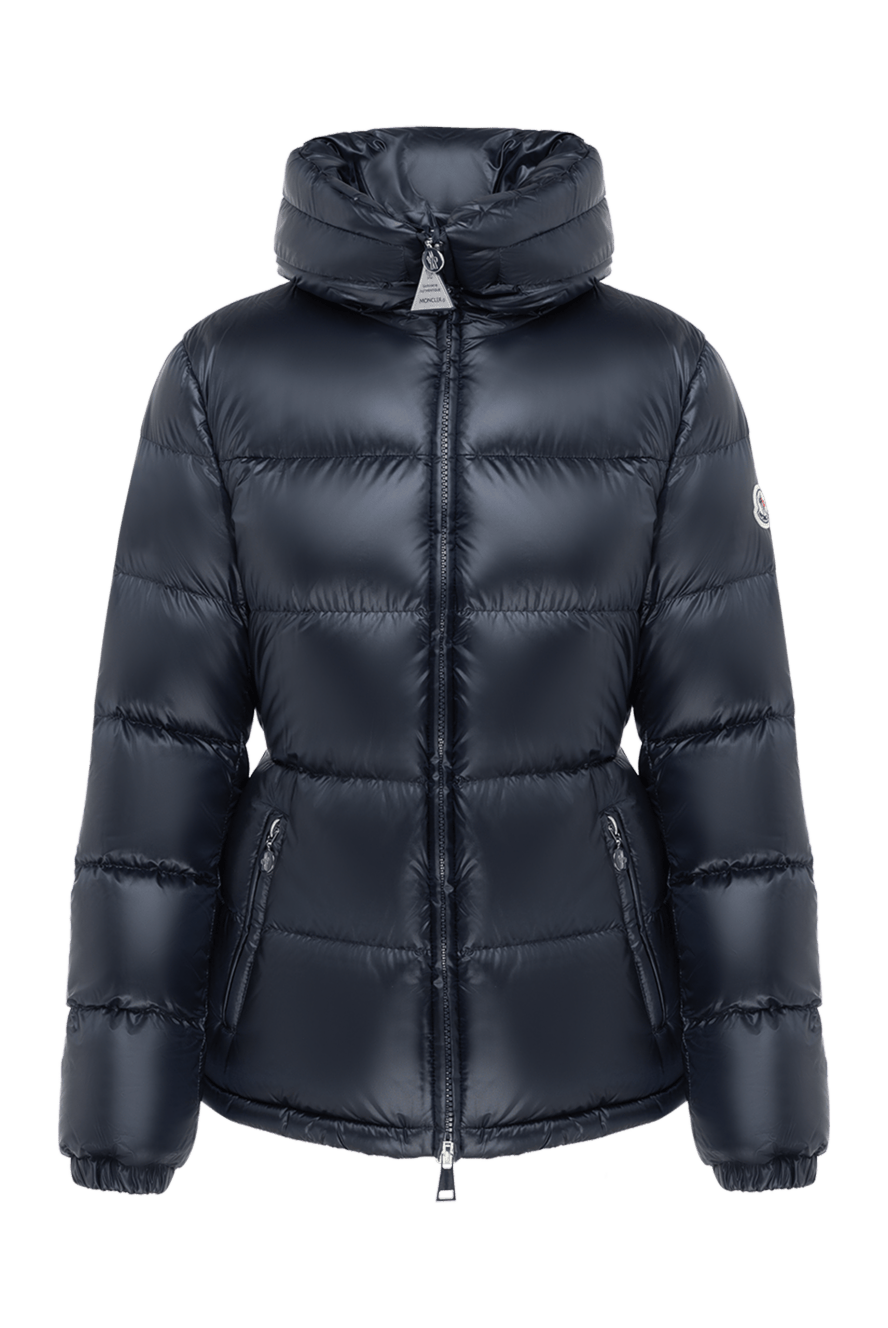 Moncler женские куртка женская синяя с капюшоном приталенная 184943 - фото 1