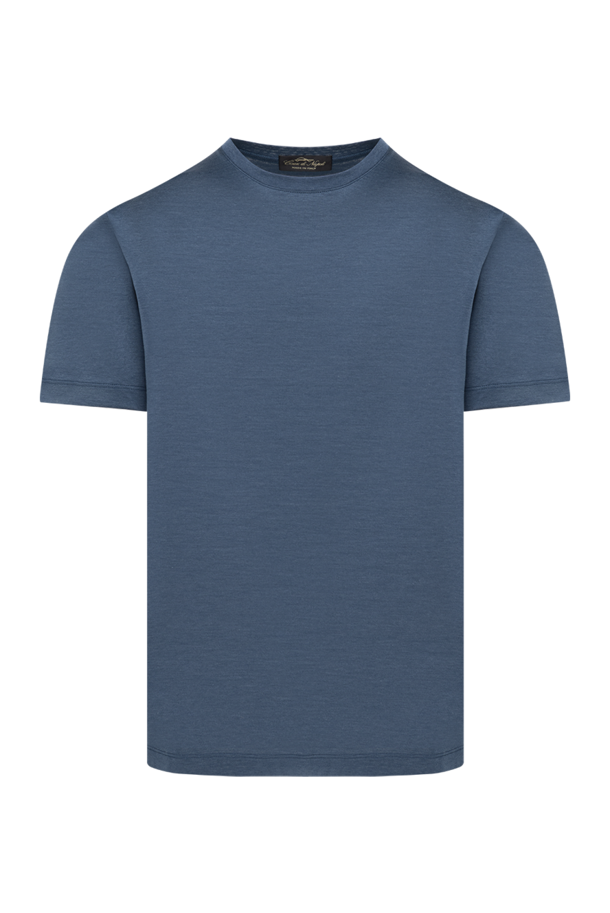 Cesare di Napoli man men's blue melange cotton t-shirt 185353 - photo 1