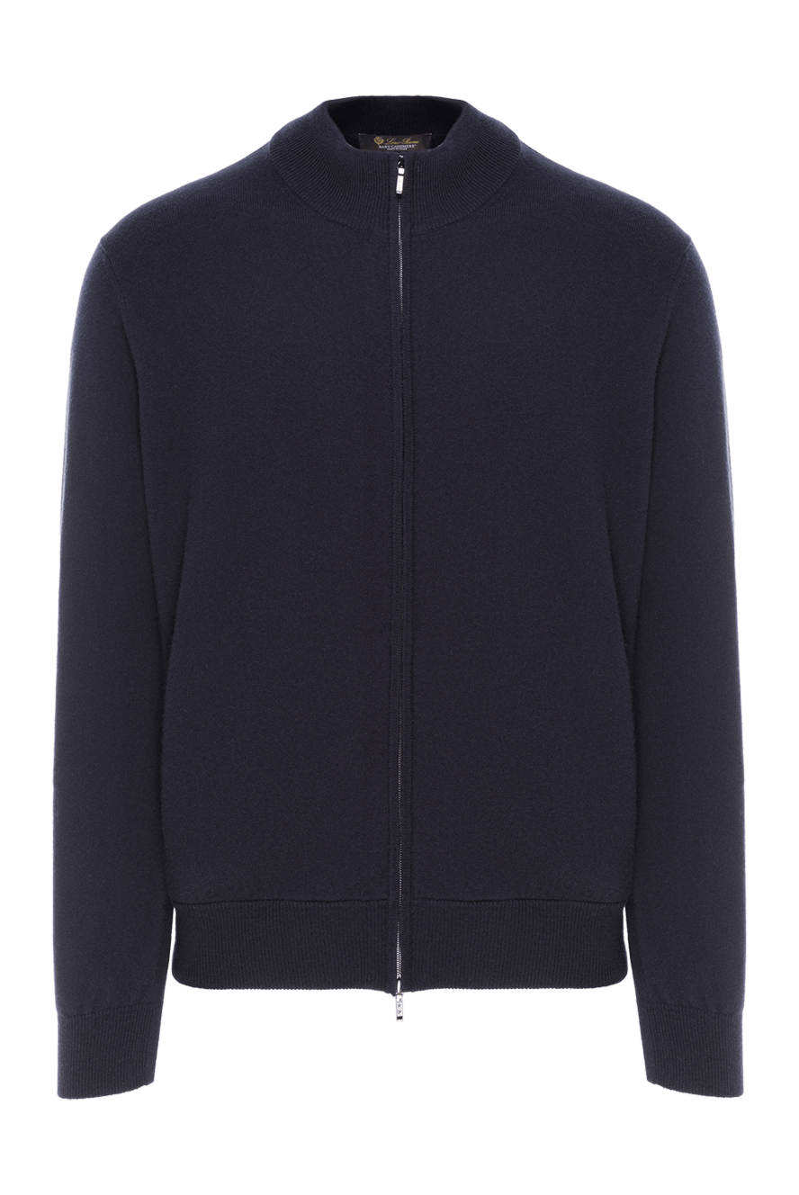 Loro Piana класична куртка-бомбер на блискавці з baby кашеміру синя 185502 - фото 1