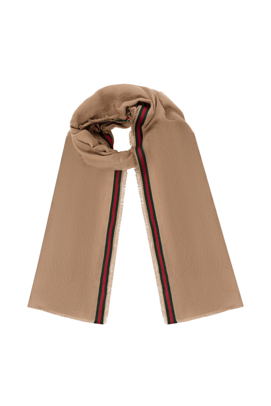 Gucci man men's beige scarf with fringe 185538 - photo 1