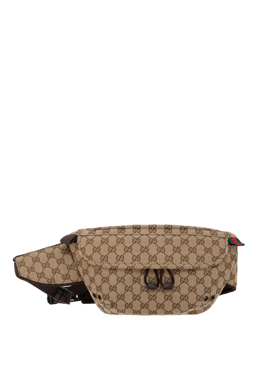 Gucci мужские маленькая поясная сумка gg мужская бежевая 185548 - фото 1