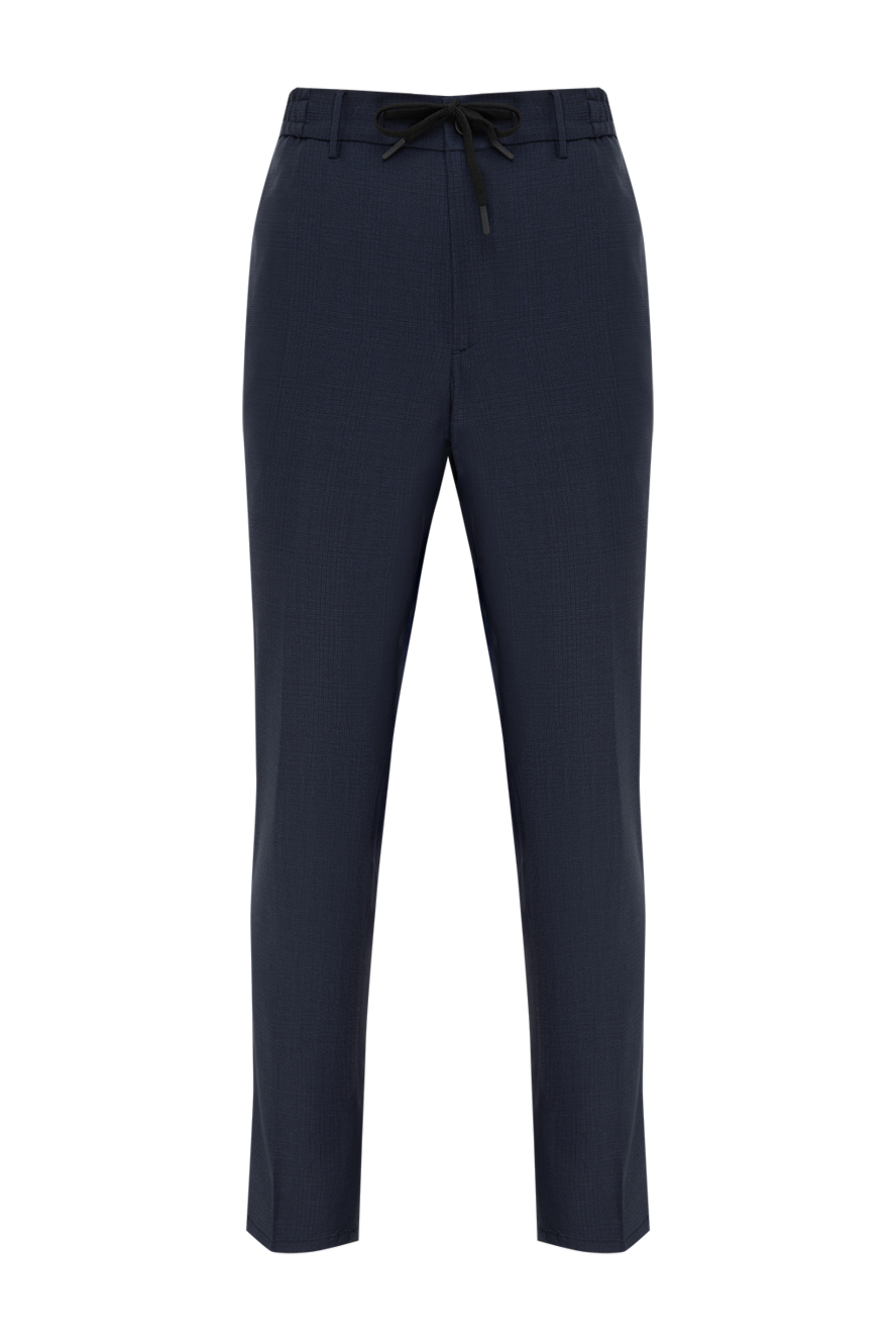 Berwich man men's blue checkered wool trousers 185605 - photo 1