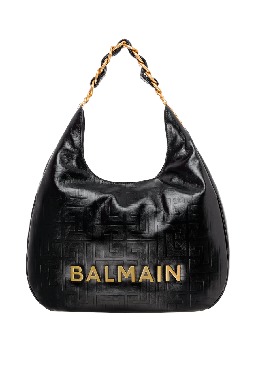 Balmain велика м'яка сумка-хобо із м'ятої телячої шкіри 186476 - фото 1