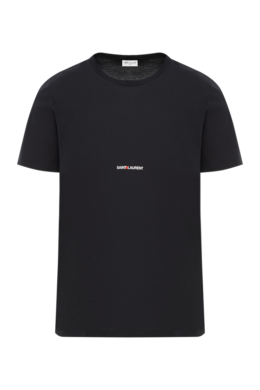 Saint Laurent чоловіча чорна бавовняна футболка з логотипом 187354 - фото 1