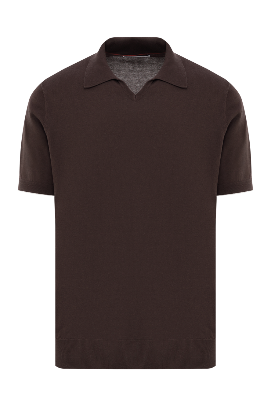 Brunello Cucinelli men's brown polo without buttons with edging 187970 - photo 1