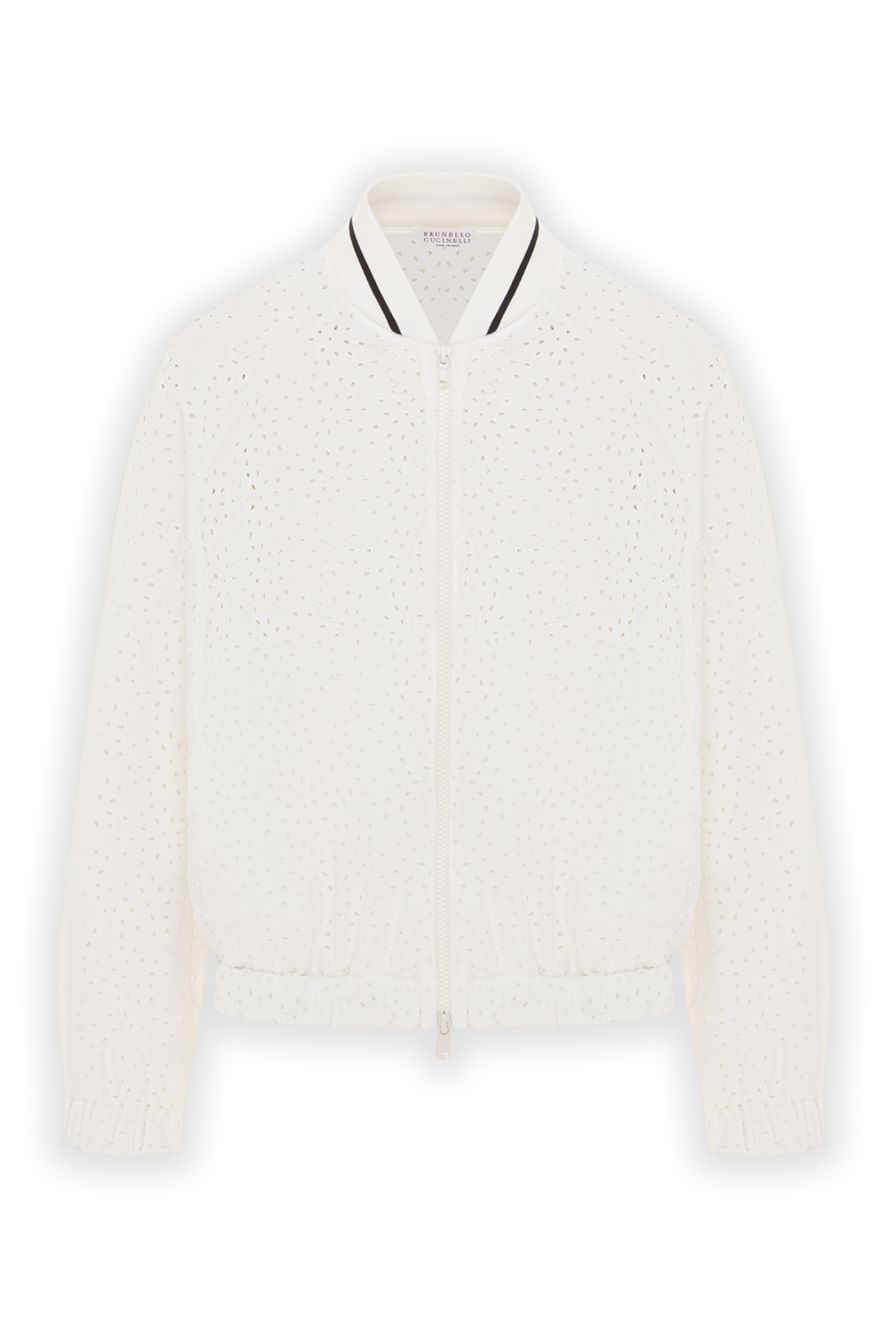 Brunello Cucinelli білий бавовняний бомбер broderie anglaise жіночий 188343 - фото 1