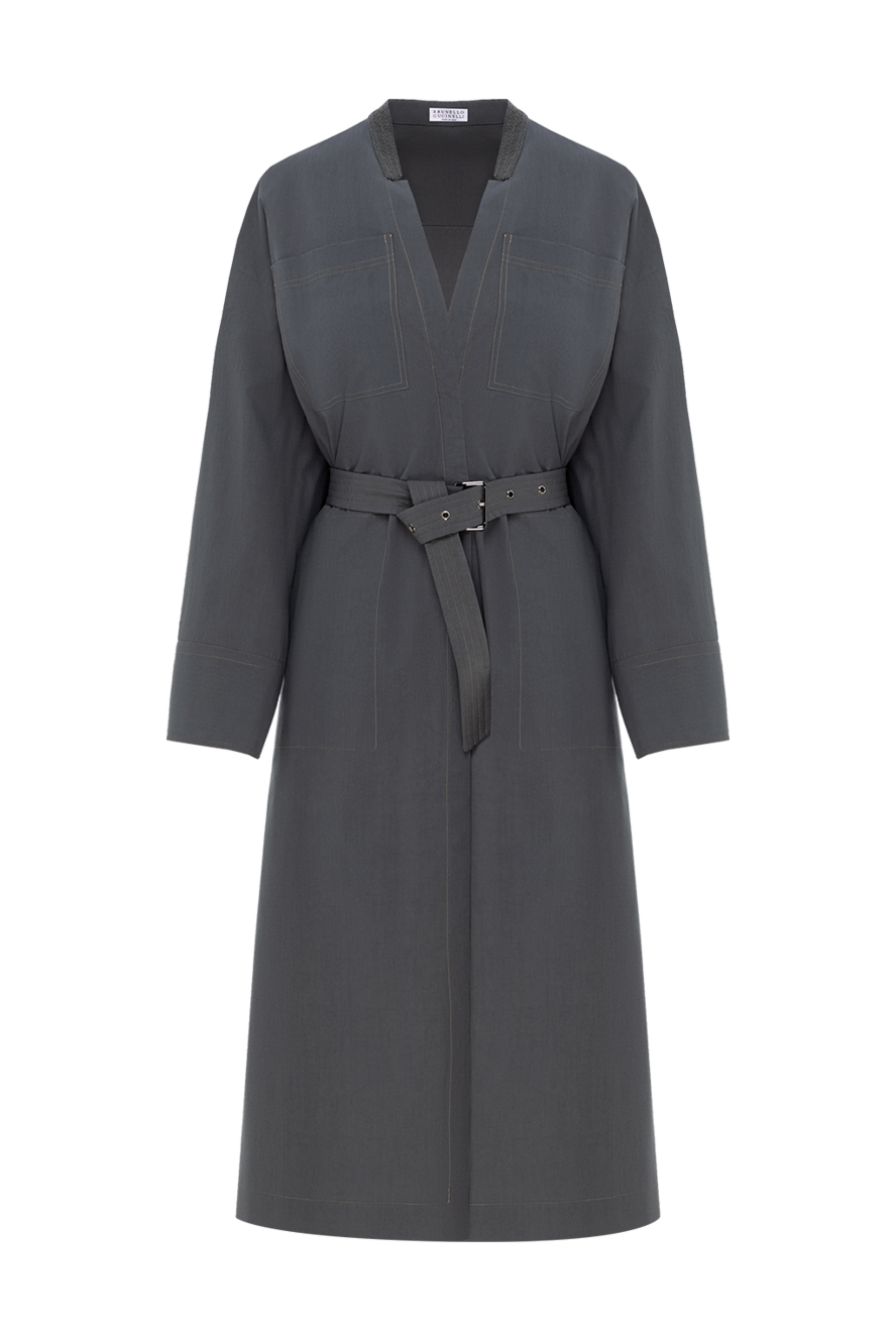 Brunello Cucinelli grey cotton midi wrap dress with belt 188364 - photo 1