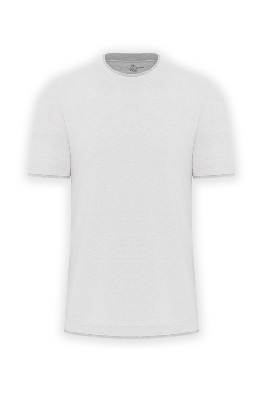 Brunello Cucinelli white men's cotton t-shirt in layered style 188703 - photo 1