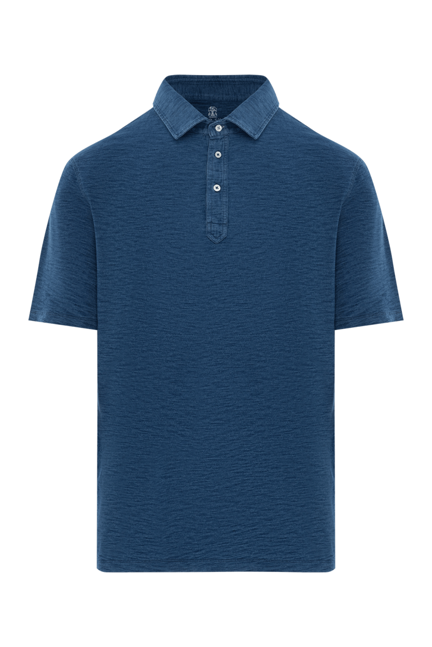 Brunello Cucinelli men's blue cotton polo shirt 188744 - photo 1