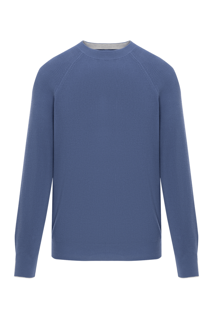 Brunello Cucinelli men's light blue ribbed jumper with raglan sleeves 188757 - photo 1