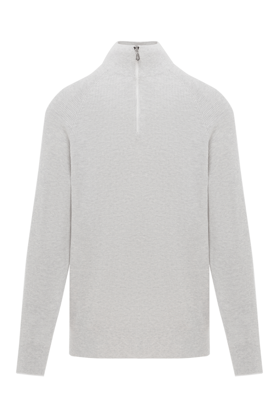 Brunello Cucinelli cashmere turtleneck trouser with half zip in grey 188765 - photo 1