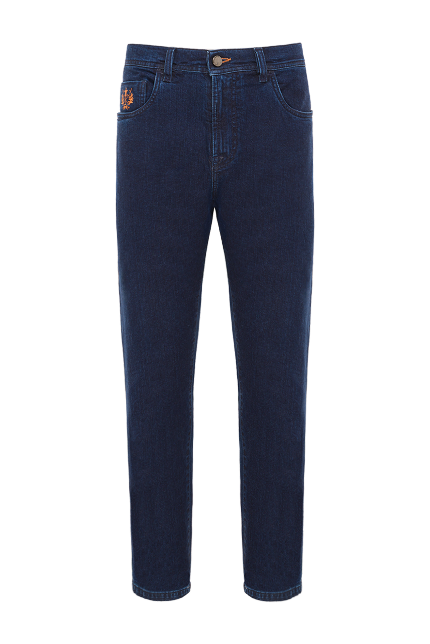 Scissor Scriptor джинсы тёмно-синие мужские с прямыми штанинами и контрастной отстрочкой 189704 - фото 1