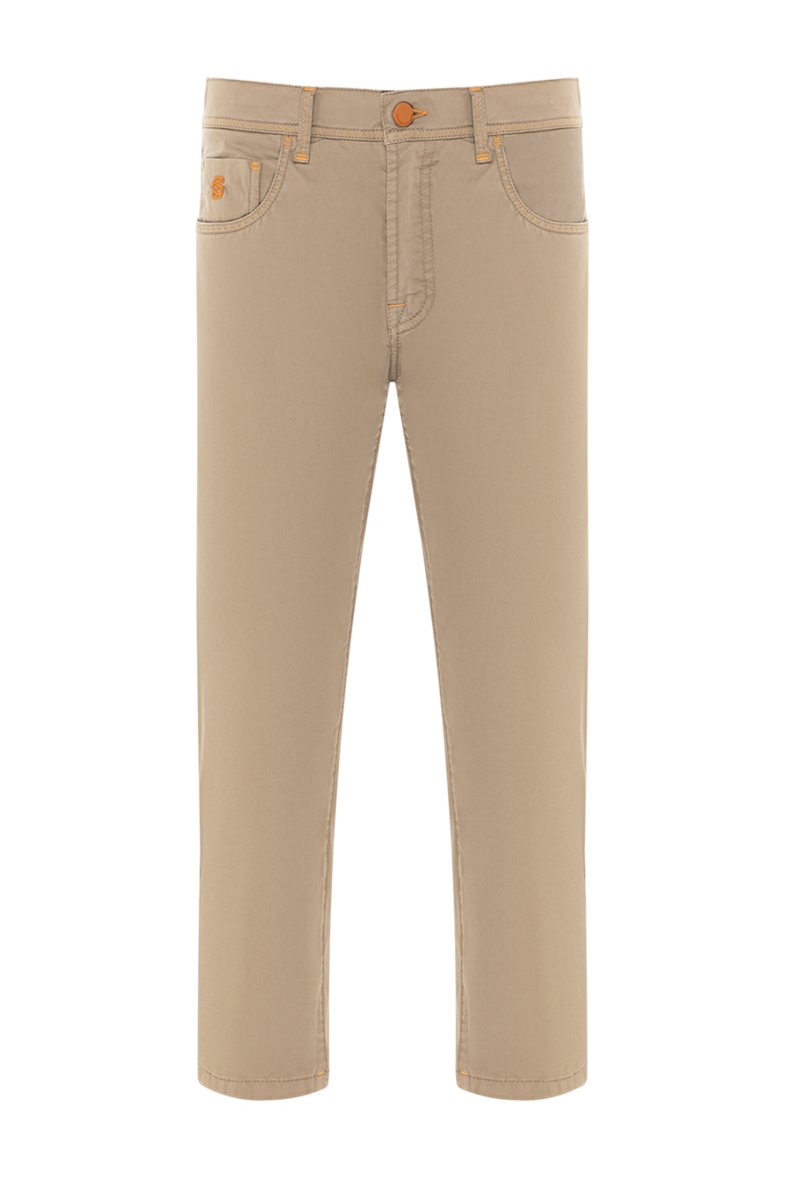 Scissor Scriptor light beige jeans with branded embroidery on the pocket 189753 - photo 1