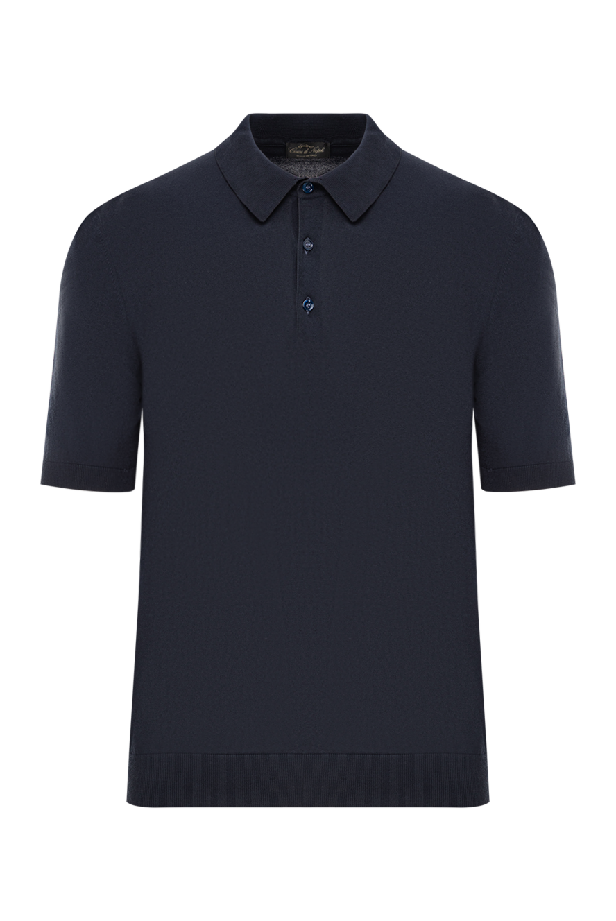 Cesare di Napoli трикотажное поло из хлопка тёмно-синего цвета 191127 - фото 1
