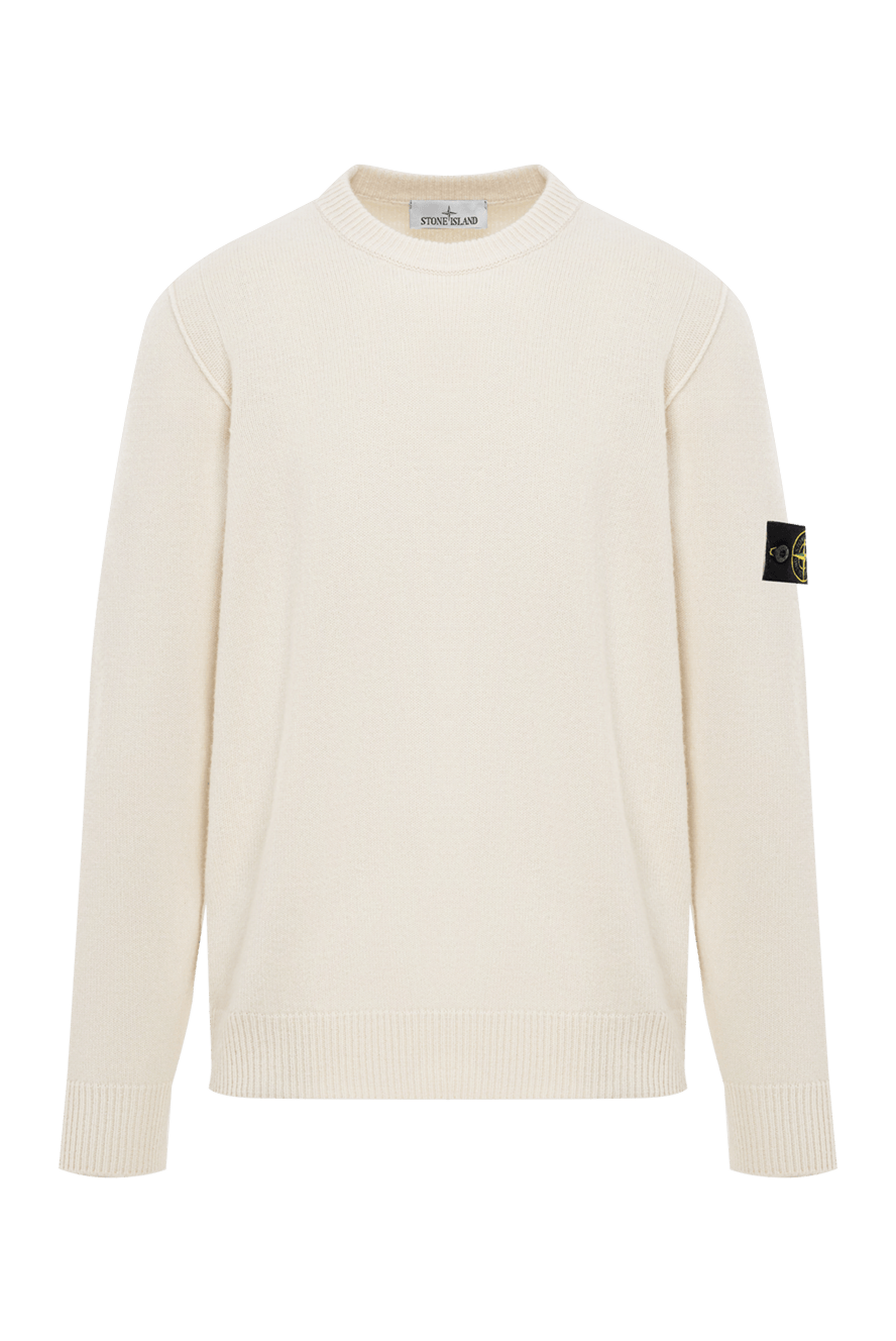 Stone Island white knitted sheepskin jumper with a round neck 191615 - photo 1
