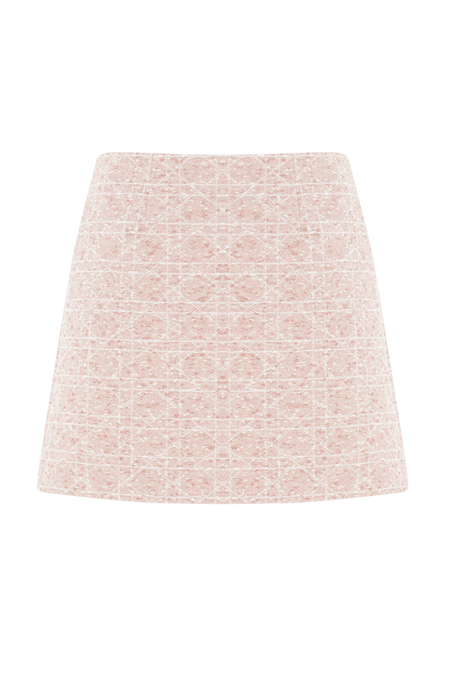 Dior расклешенная мини-юбка macrocannage из твида цвета персикового цветка 192028 - фото 1