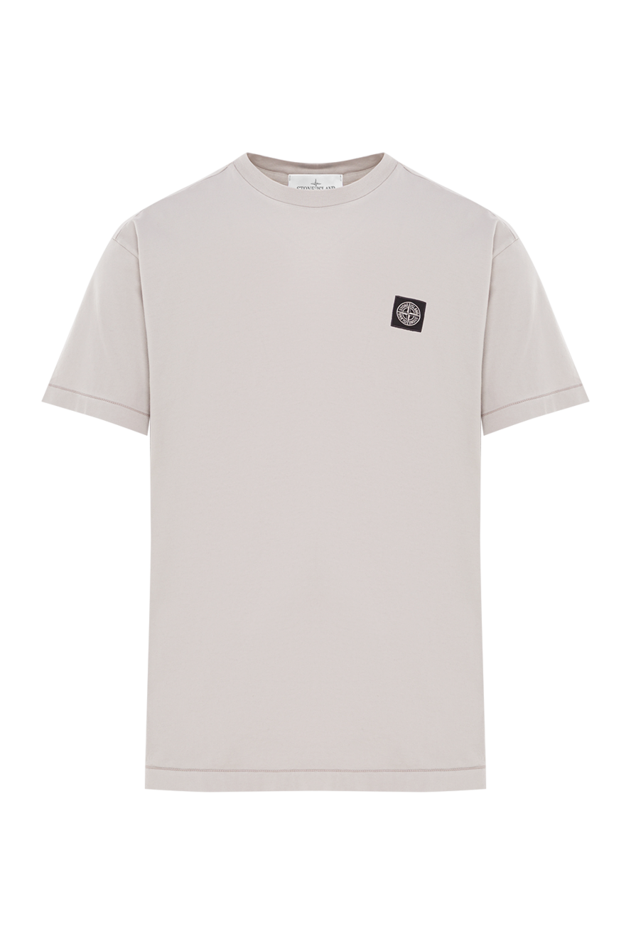 Stone Island футболка серого цвета с короткими рукавами из хлопкового трикотажа 192698 - фото 1