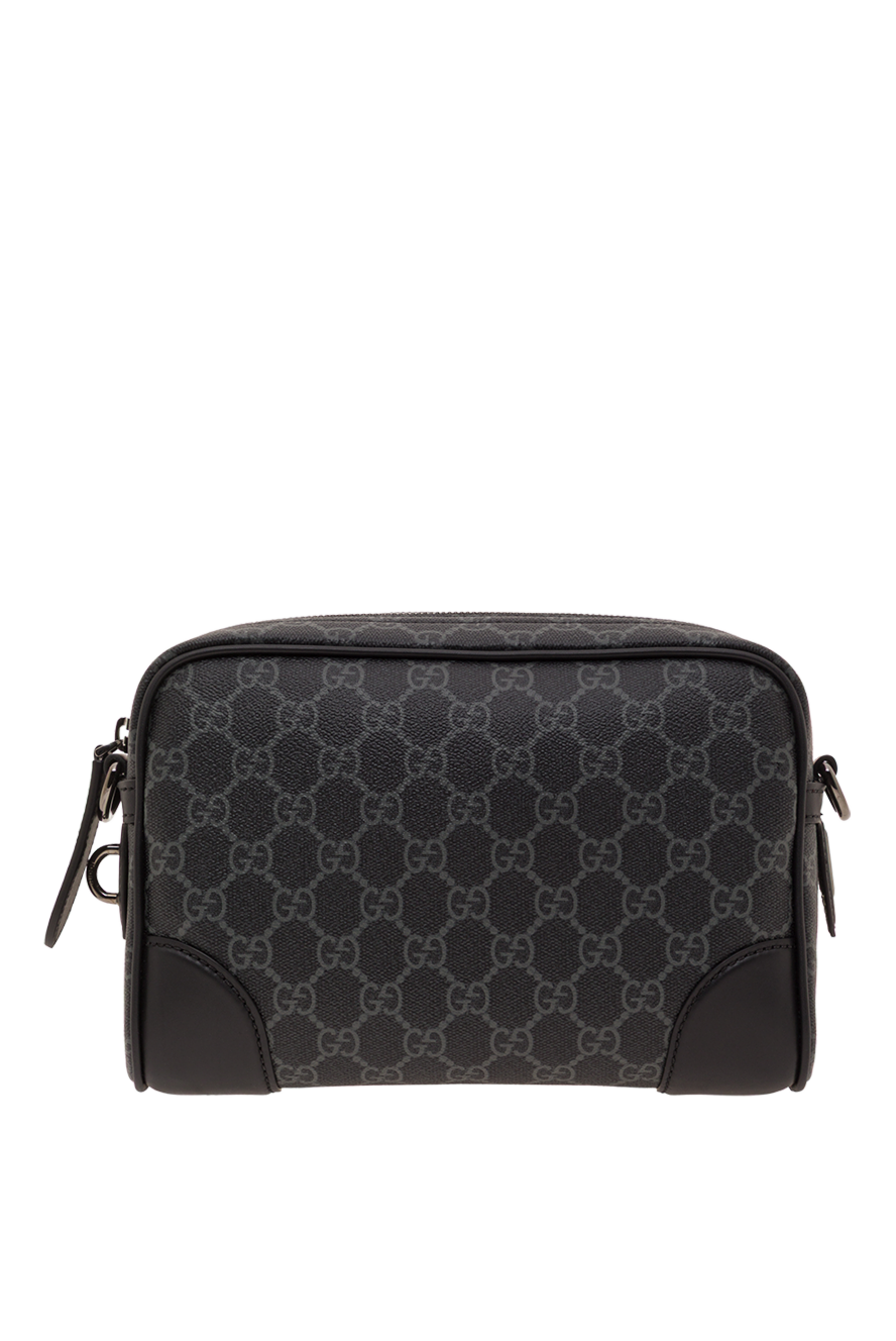 Gucci small gg monogram fabric shoulder bag in black 192766 - photo 1