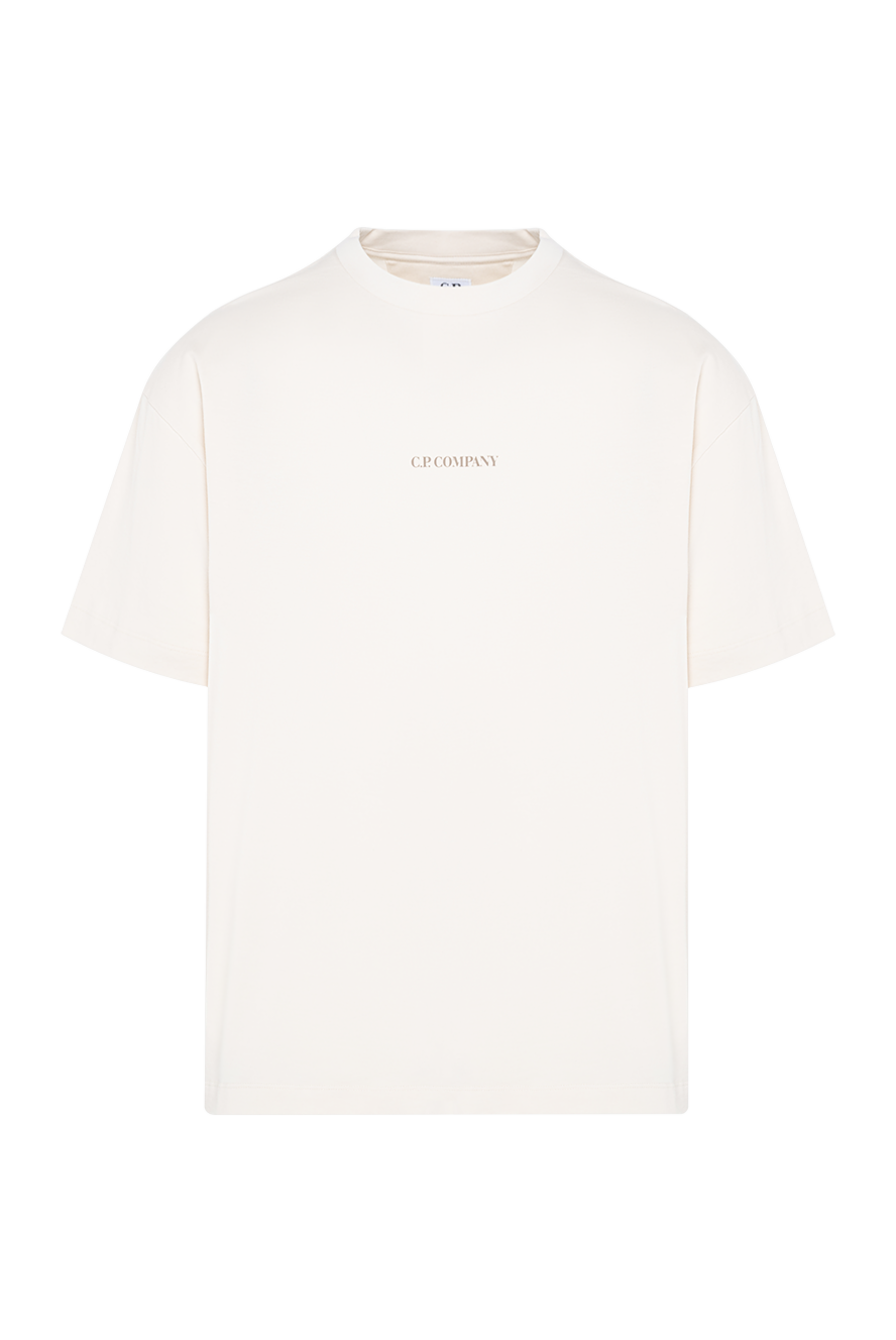 C.P. Company молочна футболка з тисненим логотипом у тон 194488 - фото 1