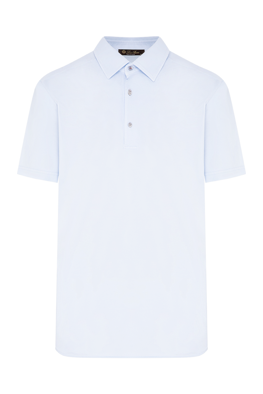 Loro Piana men's sky blue cotton pique knit polo shirt 195923 - photo 1