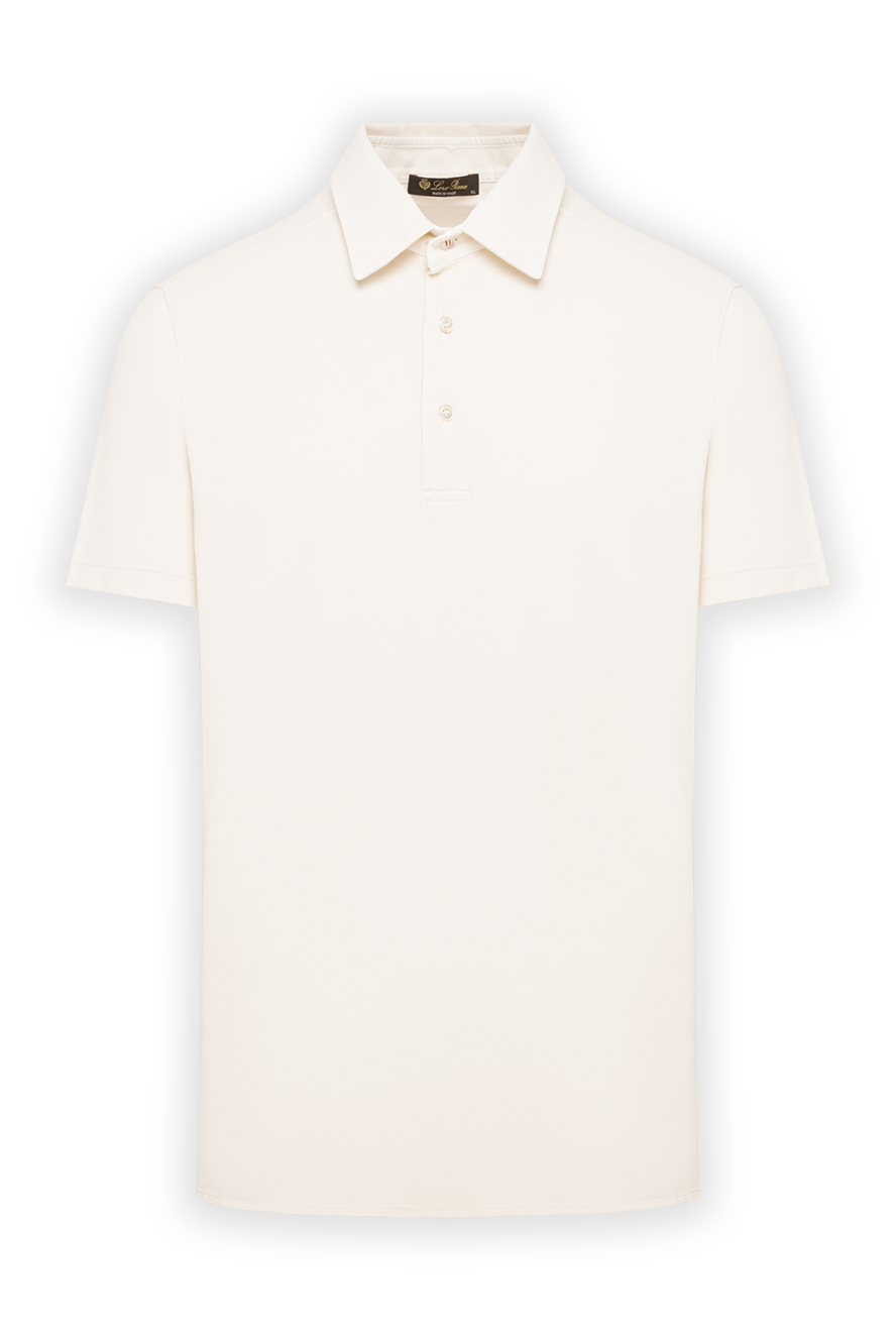 Loro Piana чоловіча трикотажна футболка-поло молочно-білого кольору з потайною планкою 195924 - фото 1