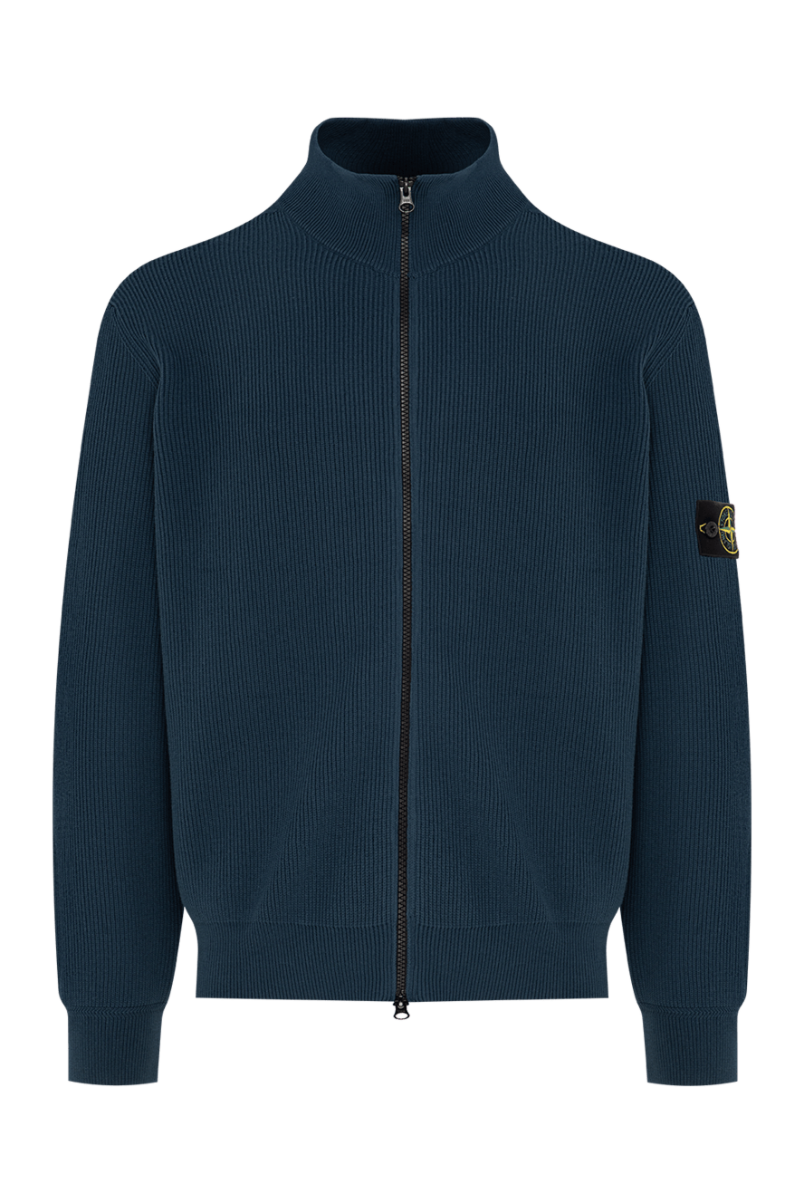 Stone Island синій чоловічий трикотажний кардиган на блискавці 196724 - фото 1