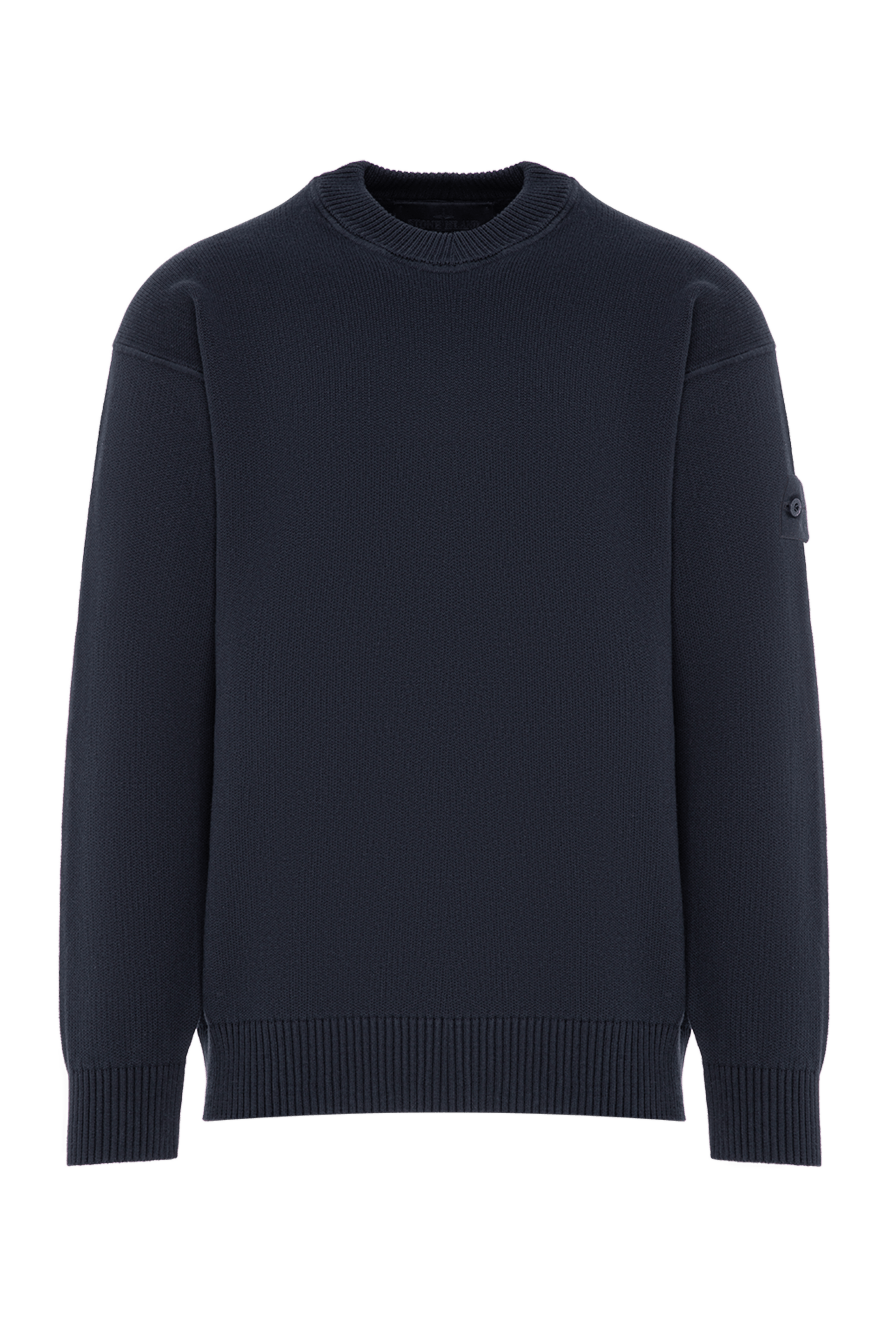 Stone Island blue cotton and cashmere knitted crew neck sweater 196774 - photo 1