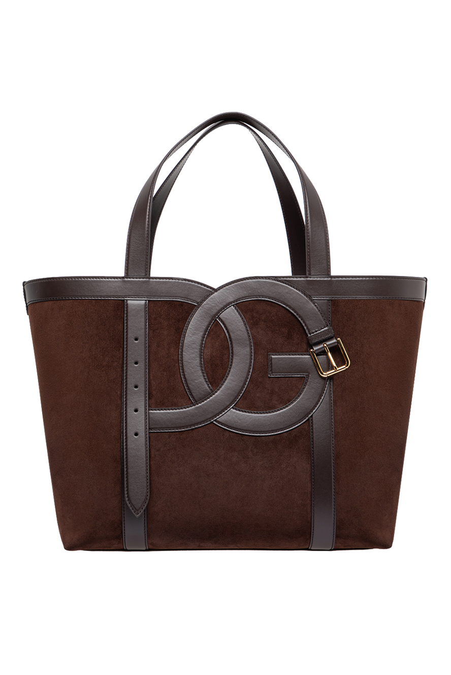 Dolce & Gabbana коричнева сумка-шоппер 3.5 зі спилка та гладкої телячої шкіри 197833 - фото 1