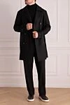 Black wool coat for men Gucci - English turn-down collar. two pockets. Lining: 100% cupra. buttons. 100% wool. Country of manufacture: Italy. Care: specialized cleaning - photo 2
