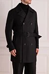 Gucci Black wool coat for men - English turn-down collar. two pockets. Lining: 100% cupra. buttons. 100% wool. Country of manufacture: Italy. Care: specialized cleaning - photo 3
