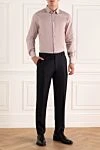 Мужская розовая хлопковая рубашка в полоску Dolce & Gabbana - узор полоска. 100% хлопок. пуговицы. Страна производитель: Италия. Уход: специализированная чистка - фото 2