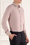 Dolce & Gabbana Мужская розовая хлопковая рубашка в полоску - узор полоска. 100% хлопок. пуговицы. Страна производитель: Италия. Уход: специализированная чистка - фото 3