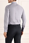 Мужская синяя хлопковая рубашка Dolce & Gabbana - узор мелкая клетка. 100% хлопок. пуговицы. Страна производитель: Италия. Уход: специализированная чистка - фото 4