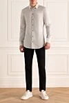 Мужская голубая хлопковая рубашка Dolce & Gabbana - узор полоска. 100% хлопок. пуговицы. Страна производитель: Италия. Уход: специализированная чистка - фото 2