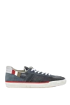 Serafini Blue leather sneakers for men - combination of materials, contrast sole. 100% leather. lacing. height 2 cm. Country of manufacture: Italy. Care: specialized cleaning - photo 1
