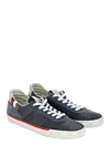 Serafini Blue leather sneakers for men - combination of materials, contrast sole. 100% leather. lacing. height 2 cm. Country of manufacture: Italy. Care: specialized cleaning - photo 3