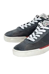 Serafini Blue leather sneakers for men - combination of materials, contrast sole. 100% leather. lacing. height 2 cm. Country of manufacture: Italy. Care: specialized cleaning - photo 5
