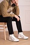 White suede sneakers for men Serafini - contrasting finish. 100% suede. Closure: lace. Sole height: 2 cm. Country of manufacture: Italy. Care: specialized cleaning - photo 2