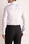 Men's blue cotton and linen shirt Dolce & Gabbana - two chest pockets. stripe pattern, logo. 43% cotton, 57% linen. Closure: buttons. Country of manufacture: Italy. Care: specialized cleaning - photo 4