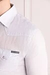 Dolce & Gabbana Men's blue cotton and linen shirt - two chest pockets. stripe pattern, logo. 43% cotton, 57% linen. Closure: buttons. Country of manufacture: Italy. Care: specialized cleaning - photo 5