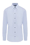 Dolce & Gabbana Мужская голубая рубашка из хлопка и льна - узор полоска. 90% хлопок, 10% лен. пуговицы. Страна производитель: Италия. Уход: специализированная чистка - фото 1