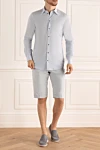 Мужская голубая рубашка из хлопка и льна Dolce & Gabbana - узор полоска. 90% хлопок, 10% лен. пуговицы. Страна производитель: Италия. Уход: специализированная чистка - фото 2