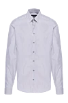 Gucci Men's blue cotton striped shirt - stripe pattern. 100% cotton. Closure: buttons. Country of manufacture: Italy. Care: specialized cleaning - photo 1