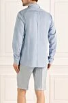 Сорочка из хлопка голубая мужская Gucci - рисунок на кармане. нагрудный карман. 100% хлопок. пуговицы. Страна производитель: Италия. Уход: специализированная чистка - фото 4