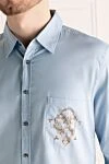 Gucci Сорочка из хлопка голубая мужская - рисунок на кармане. нагрудный карман. 100% хлопок. пуговицы. Страна производитель: Италия. Уход: специализированная чистка - фото 5