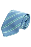 Canali Blue silk tie for men - stripe print. 100% silk. Size: 150x8 cm. Country of manufacture: Italy. Care: specialized cleaning - photo 1