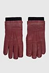 Billionaire Burgundy leather gloves for men - 100% leather. Interior: 100% cashmere. Country of manufacture: Italy. Care: specialized cleaning - photo 1