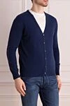 Panicale Cardigan for men made of wool and cashmere blue - Elbow patches. 80% wool, 20% cashmere. Closure: buttons. Country of manufacture: Italy. Care: specialized cleaning - photo 3